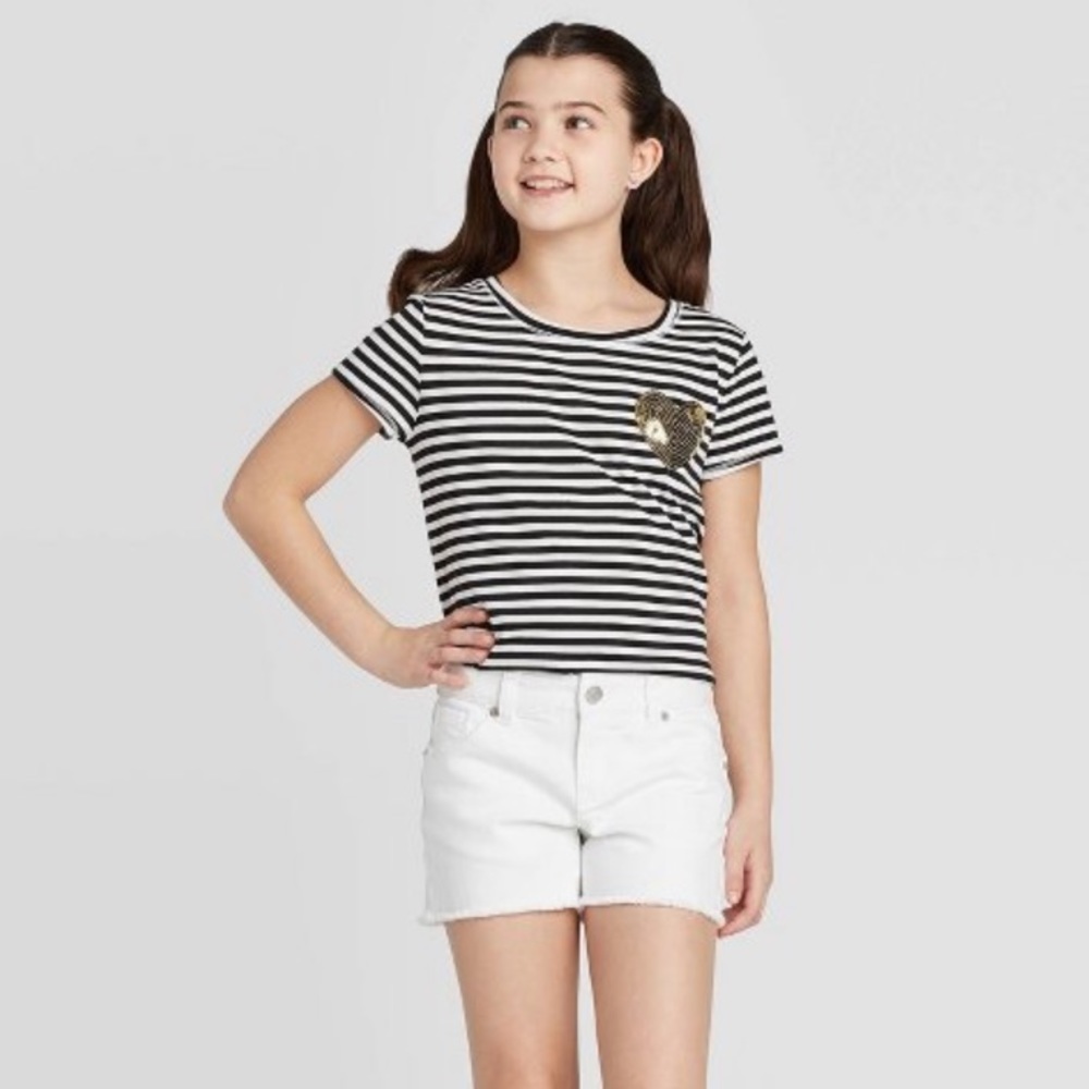 Cat & Jack White Jean shorts girls size large 10/12